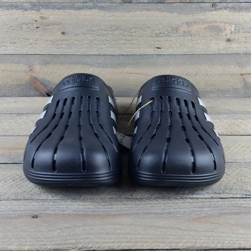 adidas Adilette Clogs Slip On Clogs For Everyday Comfort Black Silver - Picture 6 of 10